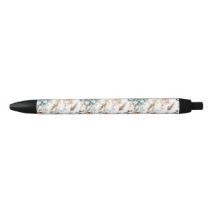 Beautiful floral seamless pattern with vintage black ink pen