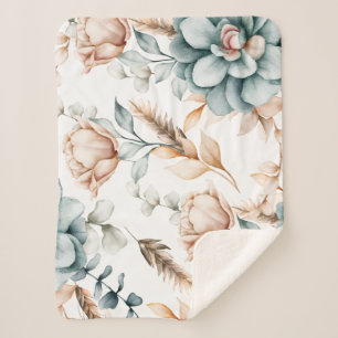 Beautiful floral seamless pattern with vintage  sherpa blanket