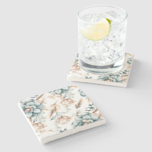 Beautiful floral seamless pattern with vintage  stone coaster