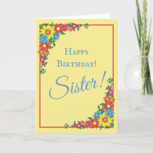 Beautiful Floral Sister Birthday Card