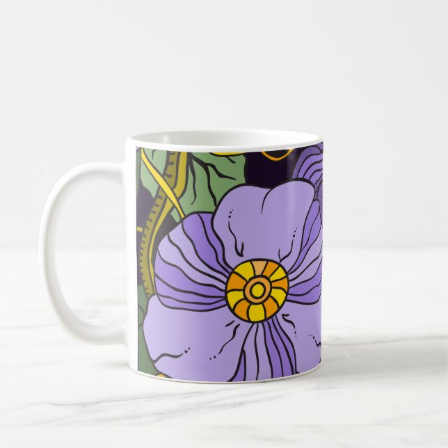 Beautiful Floral Sketch Coffee Mug (Left)