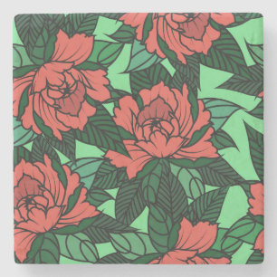 Beautiful Floral Sketch Stone Coaster