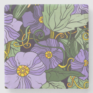 Beautiful Floral Sketch Stone Coaster
