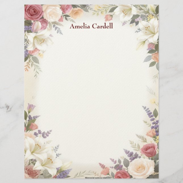 Beautiful Floral Sprays Stationery Paper Custom Letterhead (Front)