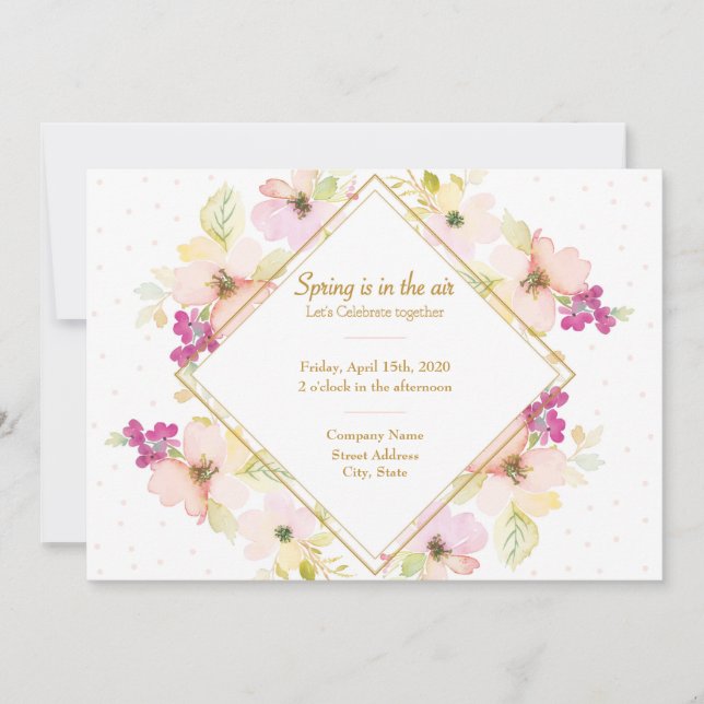Beautiful Floral Spring Party Invitation (Front)