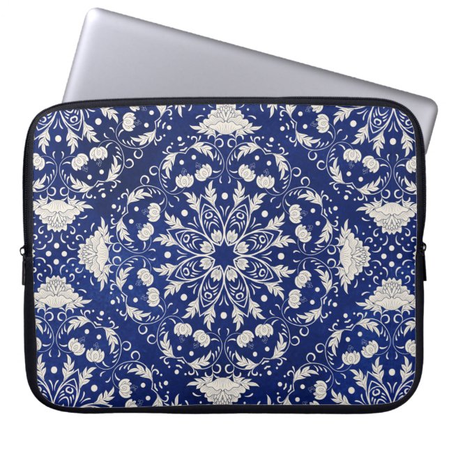 Beautiful floral square pattern laptop sleeve (Front)