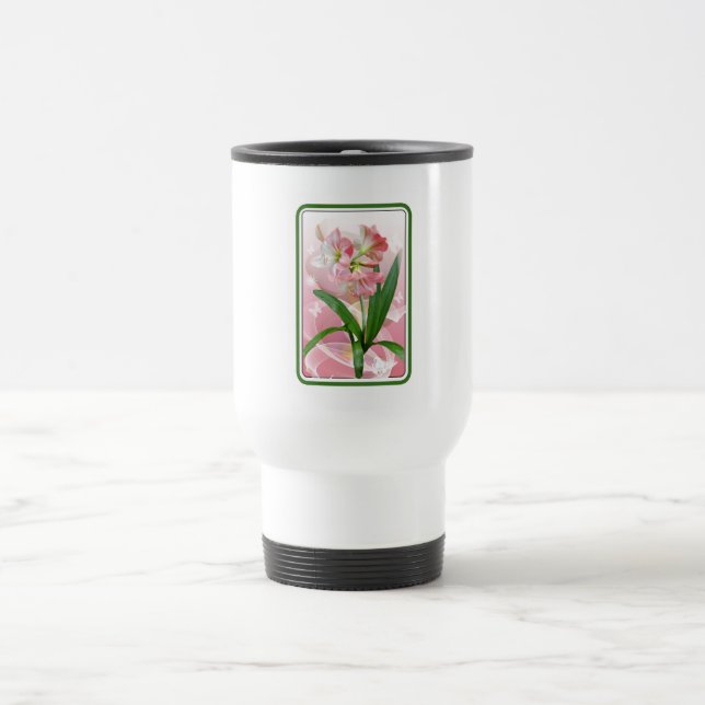 Beautiful Floral Themed Amaryllis Travel Mug (Center)
