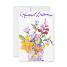 Beautiful Floral Vase Birthday Card