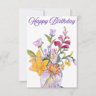 Beautiful Floral Vase Birthday Card