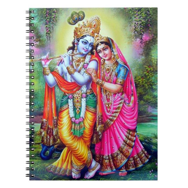 Beautiful Floral Vintage Krishna Radha Notebook (Front)
