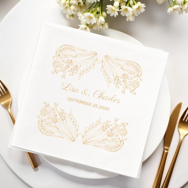 Beautiful Floral Vintage Wedding Foil Napkins (Creator Uploaded)