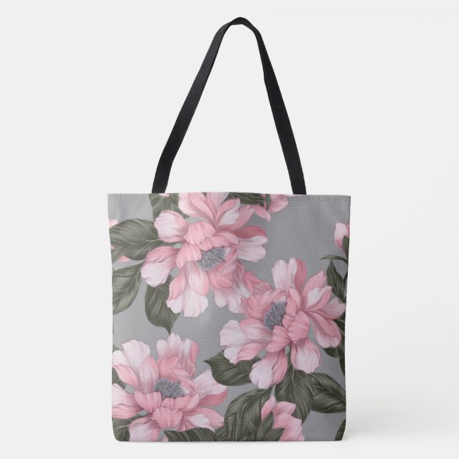 Beautiful Floral Watercolor Fashion Tote Bag (Front)