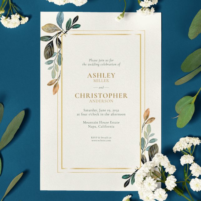 Beautiful Floral Watercolor Ivory Wedding Invitation (Creator Uploaded)