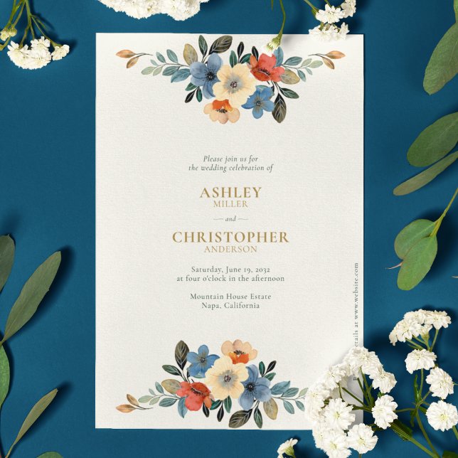 Beautiful Floral Watercolor Ivory Wedding Invitation (Creator Uploaded)