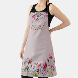 Beautiful Floral Watercolor Large Apron