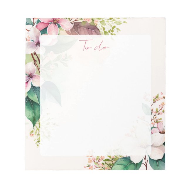 Beautiful floral watercolor nature notepad (Front)
