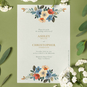 Beautiful Floral Watercolor Sage Wedding Invitation