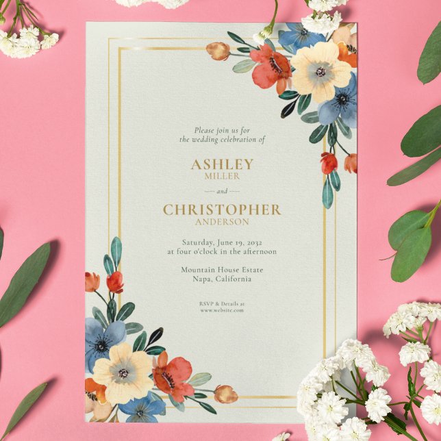 Beautiful Floral Watercolor Sage Wedding Invitation (Creator Uploaded)
