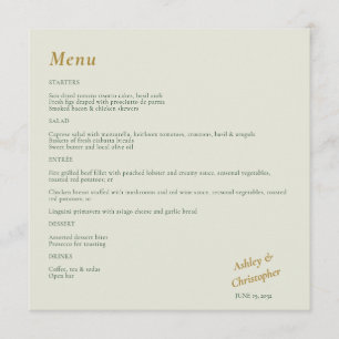 Beautiful Floral Watercolor Sage Wedding Menu