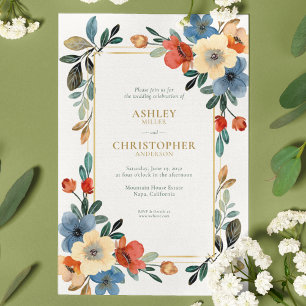 Beautiful Floral Watercolor Wedding Invitation