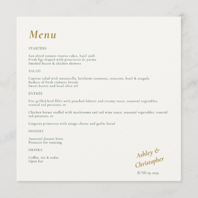 Beautiful Floral Watercolor Wedding Menu (Front)