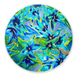 Beautiful Floral Watercolour Ceramic Door Knob