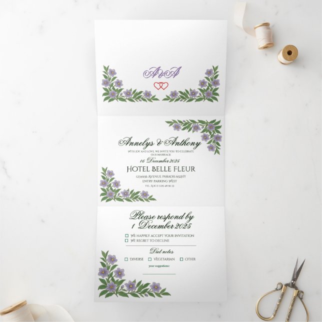 Beautiful Floral Wedding invitation (Inside)