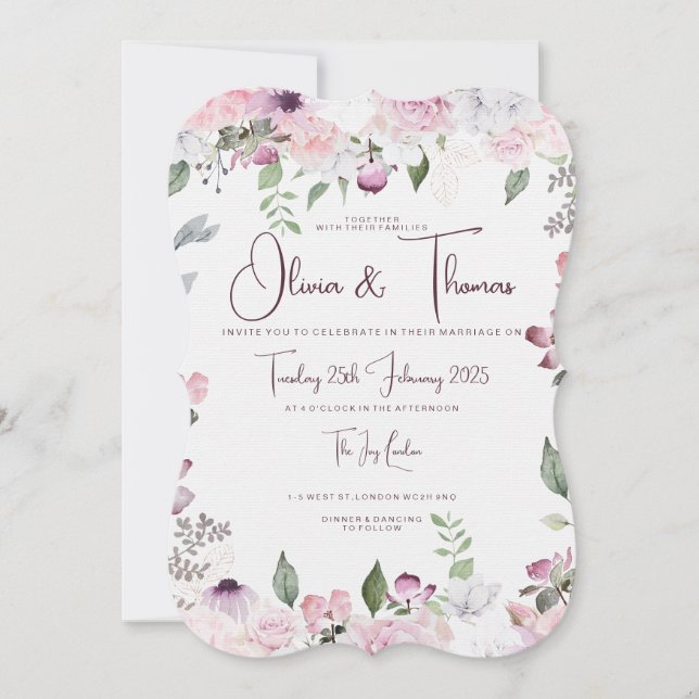Beautiful Floral Wedding Invitations (Front)