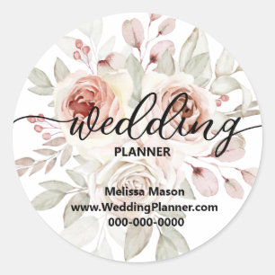 Beautiful Floral WEDDING PLANNER  Classic Round Sticker