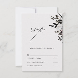 Beautiful Floral Wedding Rsvp in Black Card