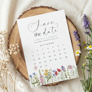 Beautiful Floral Wildflower Wedding Calendar Save The Date