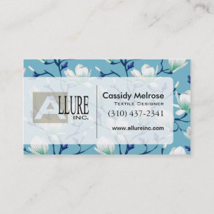 Beautiful Floral with Vines blue Business Card