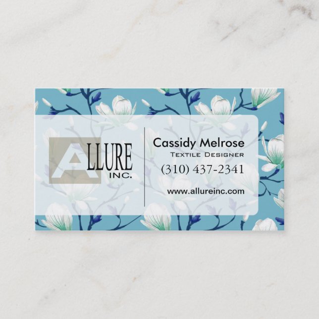 Beautiful Floral with Vines | blue Business Card (Front)