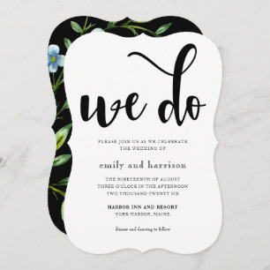 Beautiful Floral with Whimsical Typography Wedding Invitation