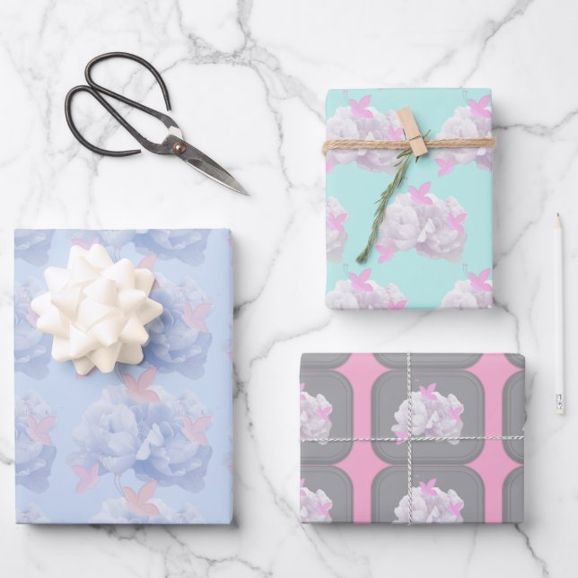 Beautiful Floral Wrapping Paper Sheets (Front)