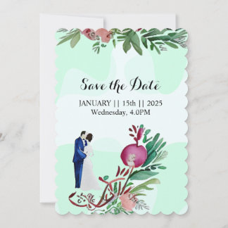 Beautiful floral wreath wedding invitation card