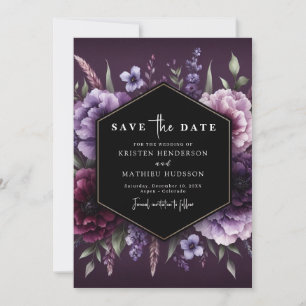 Beautiful Florals Purple Floral Wedding Save The Date