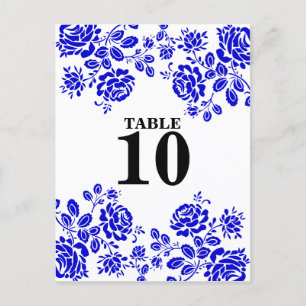 Beautiful Florals Royal Blue Table Seating Postcard