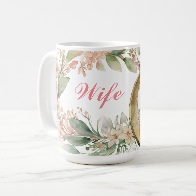 Beautiful Florals With Wedding Ring For Wife Mug (Front Left)