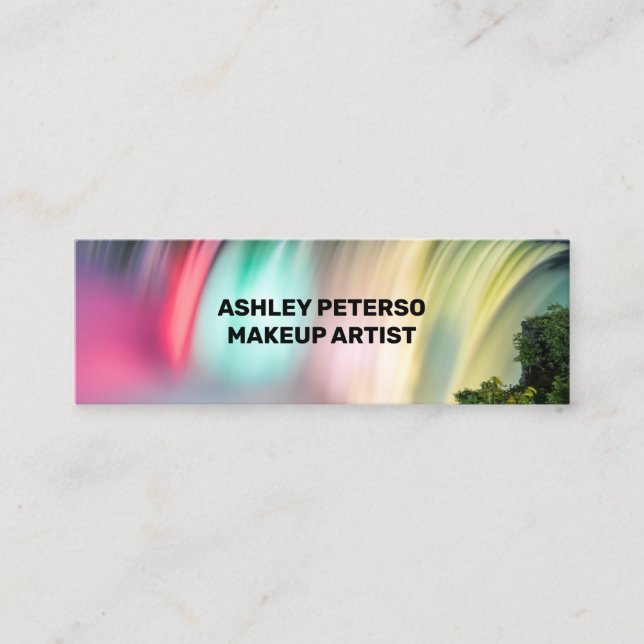 Beautiful florescent waterfalls mini business card (Front)