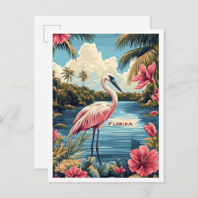 Beautiful Florida USA Vintage Illustration Travel Postcard (Front/Back)