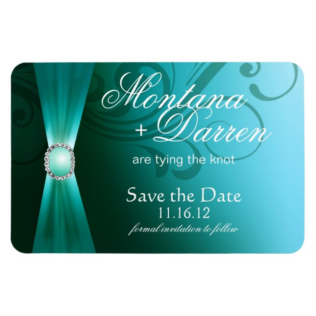 Beautiful Flourish Save the Date Magnet | teal (Horizontal)