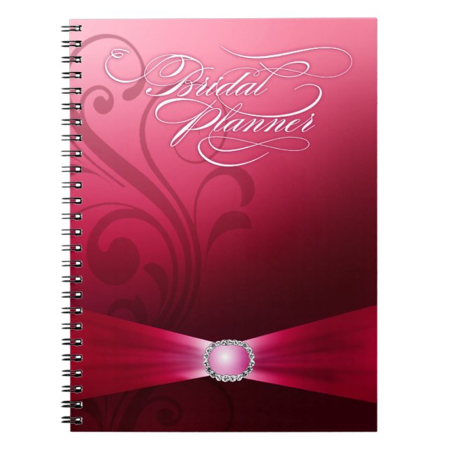 Beautiful Flourish Wedding Planner | hot pink Spiral Notebook (Front)