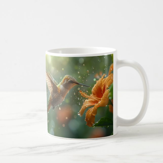 Beautiful Flower and Hummingbird Coffee Mug (Right)