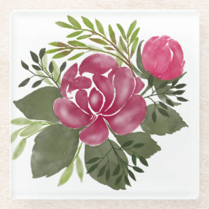 Beautiful Flower Art Glass Coaster