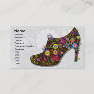 Beautiful Flower & Bird Shoe Retro Business Card