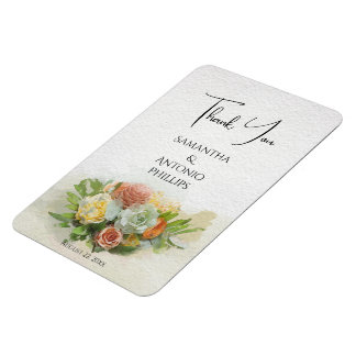 Beautiful Flower Bouquet Watercolor Art Thank You Magnet