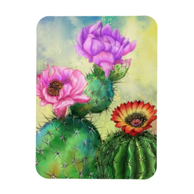 Beautiful Flower Cactus Magnet (Vertical)