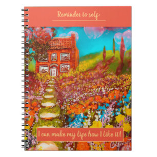 Beautiful Flower Garden Cottage w/Birthday Wish  Notebook