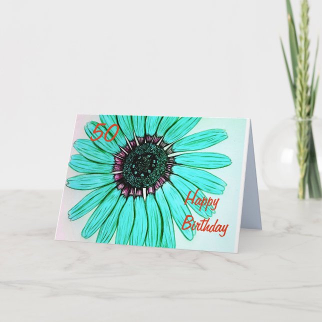 Beautiful Flower Happy Birthday Card (Front)